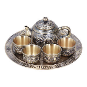 Tea Pot Vintage Exquisite Metal Luxurious Relief Pattern Moroccan Tea Set