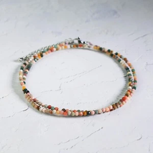Alashan Agate Choker Delicate Stone Beads Necklace Agate Crystal Dainty Choker - Picture 1 of 4