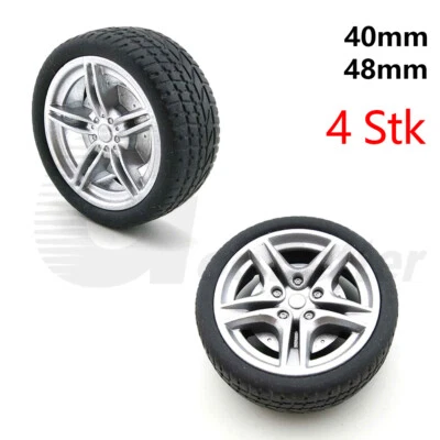 4 Stk 40mm 48mm Simulation Rad Reifen 1:10 für RC Modell Auto LKW Spielzeug DIY - Bild 1 von 4