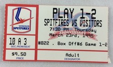 OHL 1995 03/23 Playoff 1-2 at Windsor Spitfires Hockey Ticket