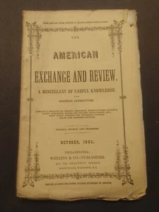 Scarce Oct. 1863 American Exchange & Review An Expositor Of Social & Economic - Picture 1 of 12