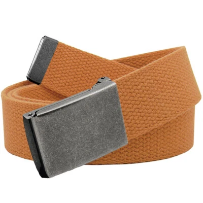 Build A Cinturón Para Hombre Antiguo Plateado Abatible 1.25" Hebilla Ancha con Cinturón Web Foto 1 de 4