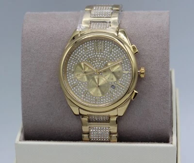 NEW AUTHENTIC MICHAEL KORS RUNWAY JANELLE GOLD CRYSTALS MK WOMEN'S MK7097 WATCH - Image 1 of 4