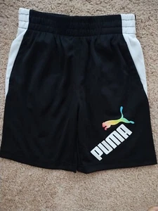 NWT Puma Logo Boys Youth Sports Gym Shorts Black sz Small 5 Saks Fifth Avenue - Picture 1 of 6