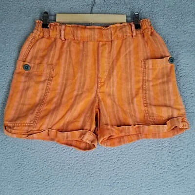 Pantalones Cortos Hei Hei Para Mujer Pequeños Cintura Elástica Tirar de Rayas Naranja Algodón Informales Foto 1 de 4