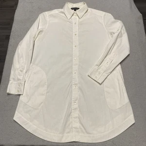 Lafayette 148 Tunika Top 6 weiß Bluse Kragen Taschen lang minimalistisch - Bild 1 von 10