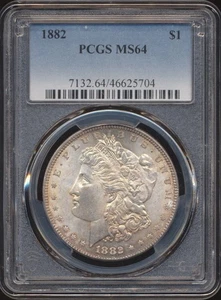 Dólar de plata Morgan 1882 graduación profesional MS 64 - Imagen 1 de 2
