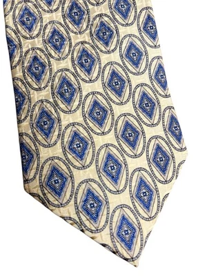 Corbata Piatelli Platino 100% Seda Amarillo Azul Diamante Medallón 57.5" Formal Foto 1 de 4