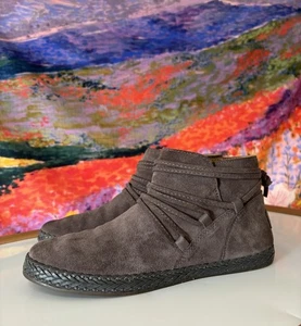Ugg Rianne Suede Braided Trim Boho Chic Booties Womens Size 8 Chestnut Bohemian - Picture 1 of 17