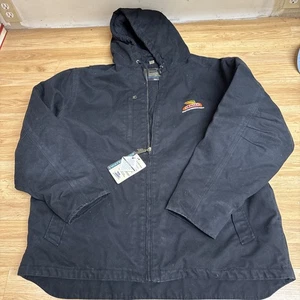 Dekalb Dri Duck wasserdichte Canvas-Jacke mit Kapuze schwarz gesteppt gefüttert Arbeitskleidung 2XL - Bild 1 von 7