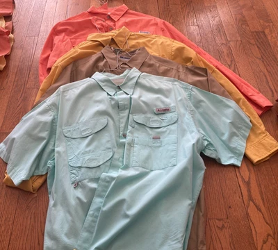 Lote de 4: Camisa Columbia PFG para hombre 2 corta, 2 manga larga pesca ventilada grande Foto 1 de 4