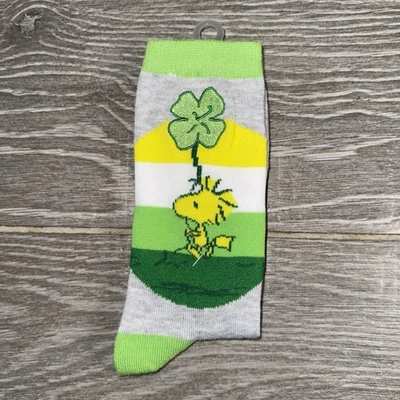 Calcetines Snoopy Woodstock Día de San Patricio Mujer Calcetines Talla 9-11 Verde Blanco Foto 1 de 4
