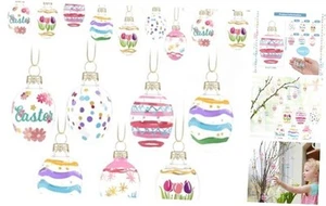 Set of 12 Glass Easter Hanging Eggs Hand Painted Pastel Glass Easter Egg - Picture 1 of 8