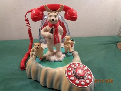 Coca Cola animated Polar Bear Telephone  Skating Iceberg Phone - Image 1 of 3