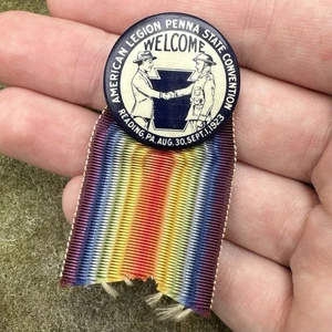 Post WWI US 1923 Celluloid Pin Back American Legion PA State Convention Reading - Picture 1 of 3