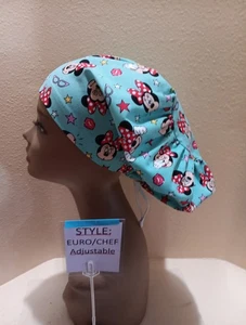Minnie Mouse turquoise Women's Euro/Chef Surgical Scrub Hat/Cap Handmade - Picture 1 of 5