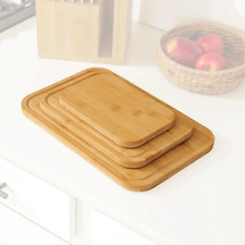 KitchenEdge Bamboo Wood Cutting Board Set of 3, Juice Groove and Non-Slip Rubber