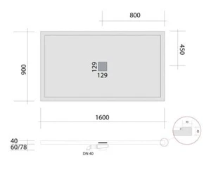 SRP16090 bodengleiche Dusche 160x90 mit Rand, Mineralguss - Bild 1 von 6
