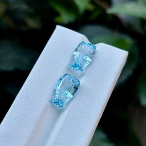 Natural Sky Blue Topaz Bottle Cut 8.95 Carat Pair Gemstone For Customize Jewelry - Picture 1 of 4
