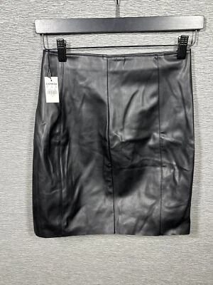 Express Faux Leather Black Skirt Size 2 NWT - Image 1 of 4