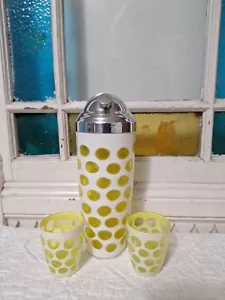 Shaker da cocktail in vetro vintage e due bicchieri grandi - Foto 1 di 17