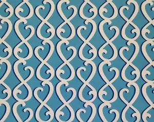 MILL CREEK DICKSON LAGOON BLUE SCROLL TRELLIS OUTDOOR FABRIC BY THE YARD 54"W - Picture 1 of 5