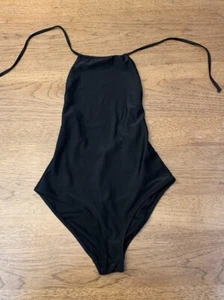 ASOS Black SIZE US 2 Halter Neck High Leg Adjustable One Piece Swimsuit New - Picture 1 of 2