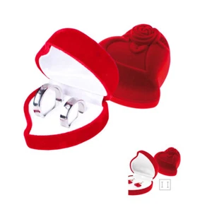 Herz Rose Etui 2 Ringe Ringschachtel Schmuckbox Schmuckdose Trauringe Hochzeit - Bild 1 von 6