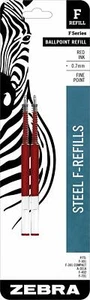 3X Zebra F-Series Ballpoint Stainless Steel Pen Refill Fine Point 0.7mm RED INK - Picture 1 of 1