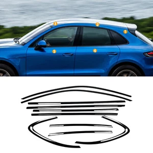 Gloss Black Window Strip Seal Belt Trims For Porsche Macan 2014-2025 - Picture 1 of 5