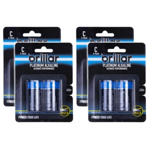 8x Brillar C LR14 1.5v Mercury & Cadmium Free Platinum Alkaline Batteries Blue - Picture 1 of 2