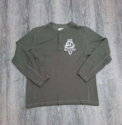 Magellan Outdoors Thermal Mens Medium Army Green Classic Fit Quarter Button Down - Image 1 of 4