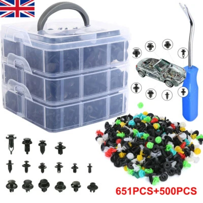 1151x Car Plastic Push Pin Rivet Trim Clips Panel Interior Fasteners Fixing Tool - Image 1 of 4