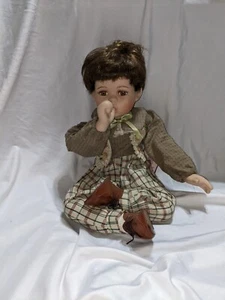 Goldenvale Collection Porcelain Doll Jack Baby Boy Sucking Thumb in Plaid Pants - Picture 1 of 6
