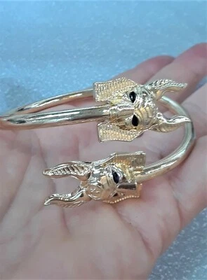 金色埃及 Anubis 头部开口手镯手链袖口小饰品嘻哈黄铜 — 第 1/3 张图片