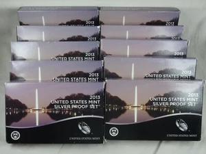 (10) 2013-S US Mint Silver Proof Set COA & Box 140 Coins Wholesale Lot - Picture 1 of 6