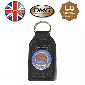 Morris Minor 1000 Key Ring with Black Leather Fob & Metal Badge New - Picture 1 of 2