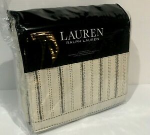 Ralph Lauren Taylor KING Cotton 4-Pc. Stripe Sheet Set Cream Charcoal 200TC
