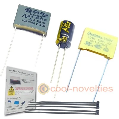 COOLNOVELTIES BBC MICRO MODEL A, B, B+ PSU CAPACITOR KIT FOR POWER SUPPLY REPAIR INC. GUIDE