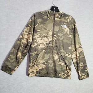 The North Face Boys Sweatshirt Large Green Camo Windwall 1/4 Zip Pullover - Picture 1 of 9