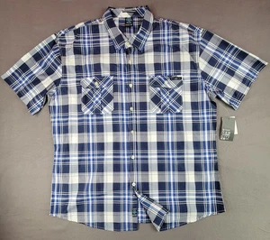 Encye Men's 5XL Blue Plaid Button-Up Short-sleeve - Picture 1 of 9