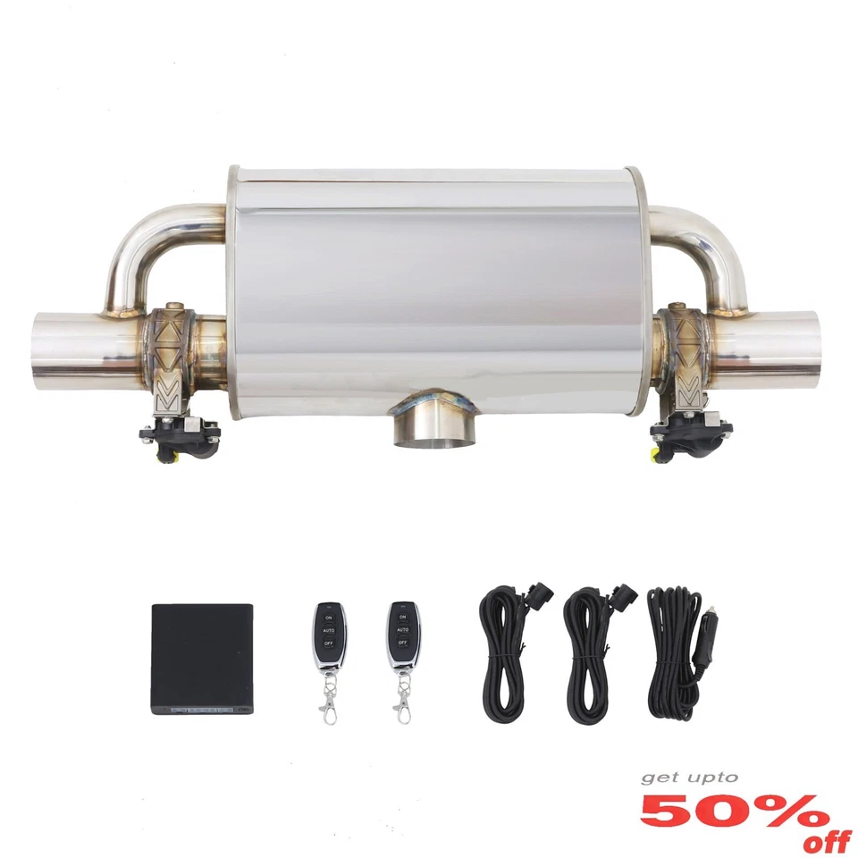 Universal Performance Muffler Valve Dual with Remote Control 3 inch, T Style - Image 1 of 4