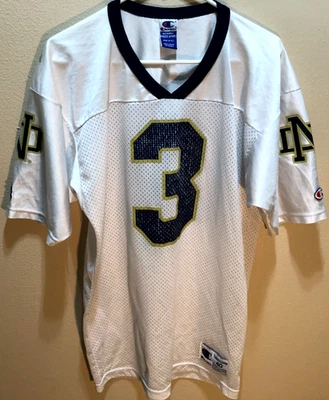 Camiseta deportiva de fútbol blanca campeona de los 90 vintage de la NCAA Fighting Irish #3 de Notre Dame 40 Foto 1 de 3