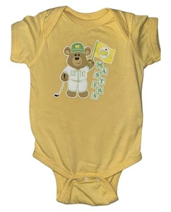 Masters Golf Yellow Caddy Bear One Piece Bodysuit 12 Months Shirt Short Sleeves - Picture 1 of 4
