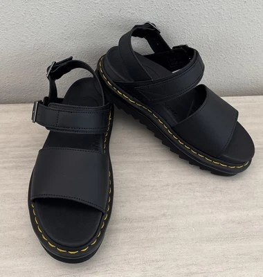 Sandalias Dr. Martens Mujer Talla 8 Voss Mono Hidro NEGRAS Cuero $180 Foto 1 de 4