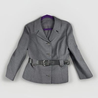 Blazer retro vintage de lana ceñida para mujer S/M botón militar gris steampunk Foto 1 de 4