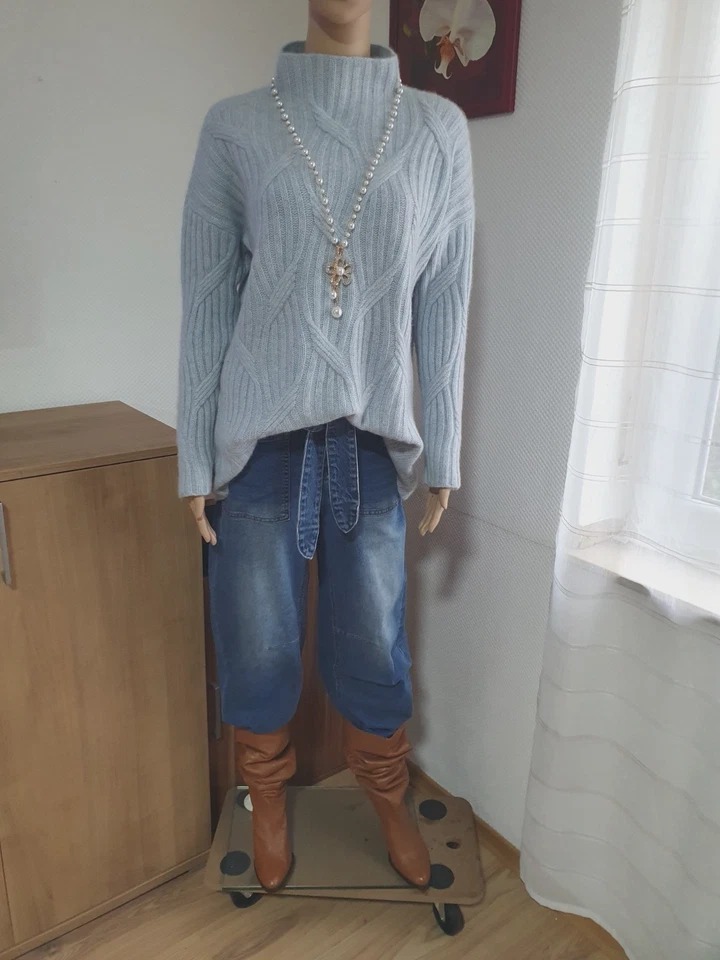 IRIS von ARNIM Stehkragen Pullover GR. L-42-44  100% Kaschmir Blau TOP Gepflegt  - Bild 1 von 4