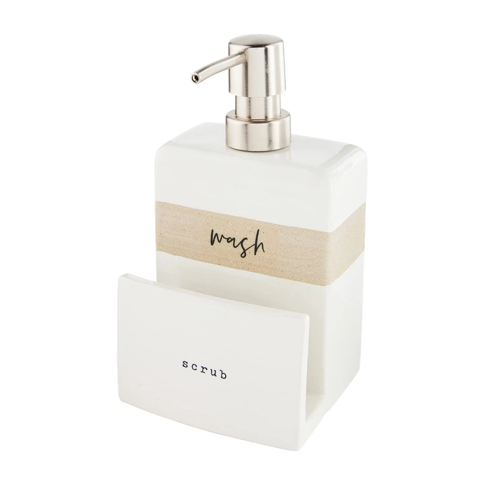 Porta-esponja de sabão de grés para torta de lama, branco/creme, 7" x 4" - Imagem 1 de 4