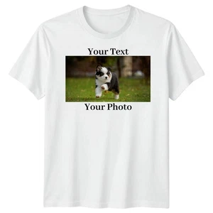 Anpassbares T-Shirt Ihr Text Ihr Foto Hund Haustierbesitzer Tiere Unisex Grafik - Bild 1 von 35