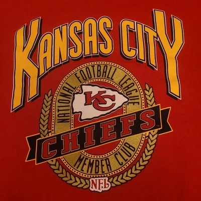 Moletom vintage Kansas City Chiefs NFL gola redonda noz-moscada tamanho 2XL vermelho anos 90 EUA - Imagem 1 de 4